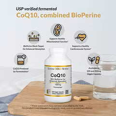 California Gold Nutrition, CoQ10, Ubiquinone USP with Bioperine® Black Pepper Extract, Enhanced Bioavailability, 100 mg, 150 Veggie Capsules