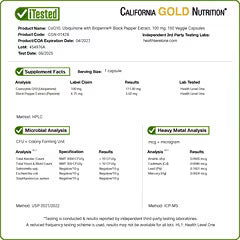 California Gold Nutrition, CoQ10, Ubiquinone USP with Bioperine® Black Pepper Extract, Enhanced Bioavailability, 100 mg, 150 Veggie Capsules
