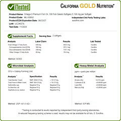 California Gold Nutrition, Omega-3 Premium Fish Oil, 100 Fish Gelatin Softgels (1,100 mg per Softgel)